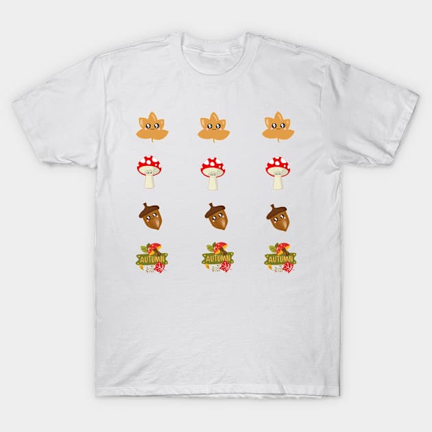 Leaves ,acorns and mushrooms sticker pack T-Shirt by CuTeGirL21